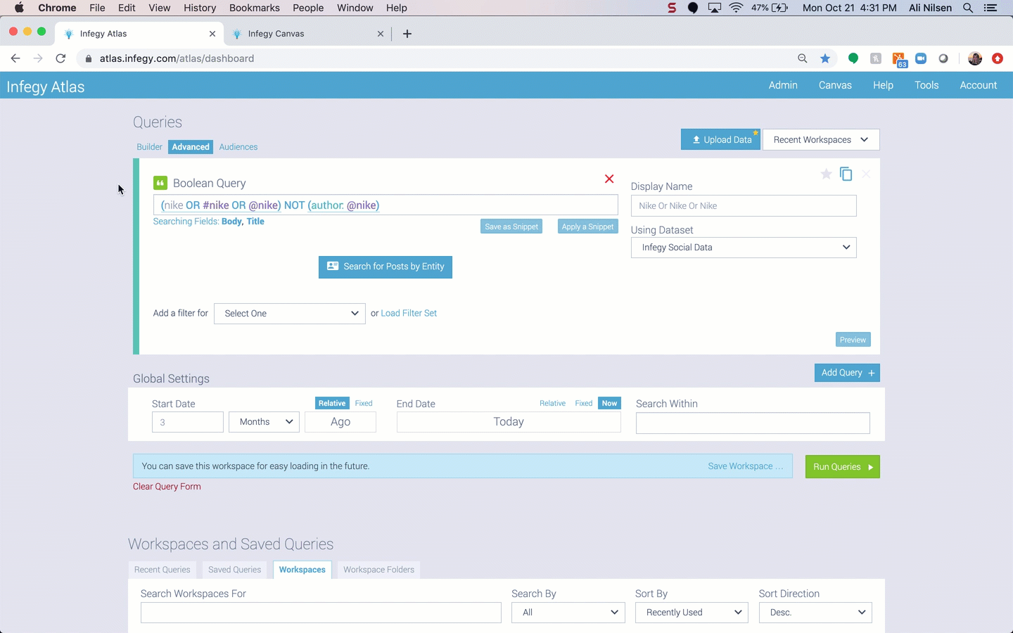 social listening research query