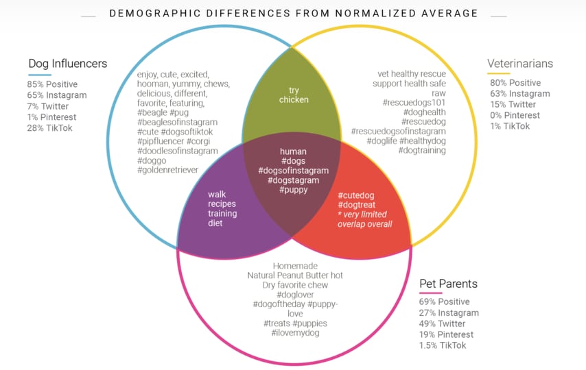 top keywords in social media from pet owners and audience segments with social listening