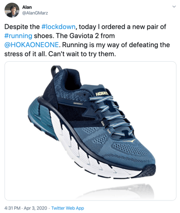 Firsthand  Coronavirus Consumer Conversation on Social Media Running Shoes 