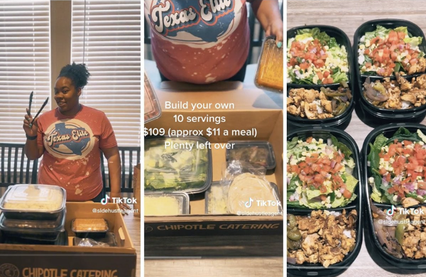 Woman meal prepping Chipotle on TikTok