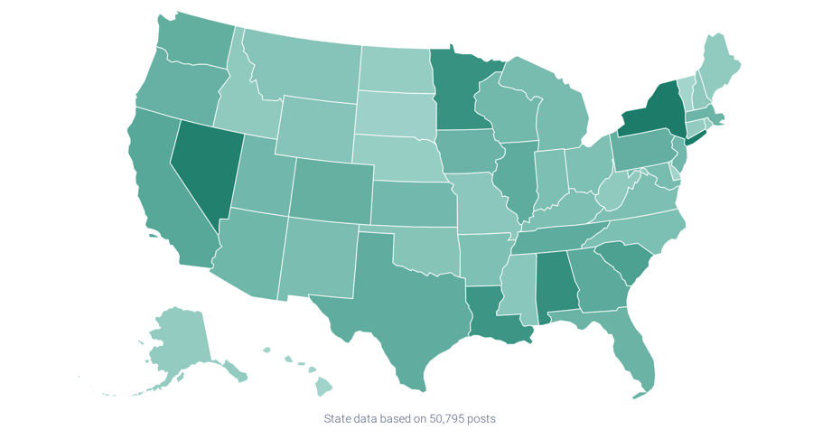 Geographic analysis of those posting about Taylor Swift
