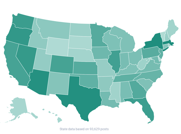 Image 14 - Map showing immigration related post volume by state-1