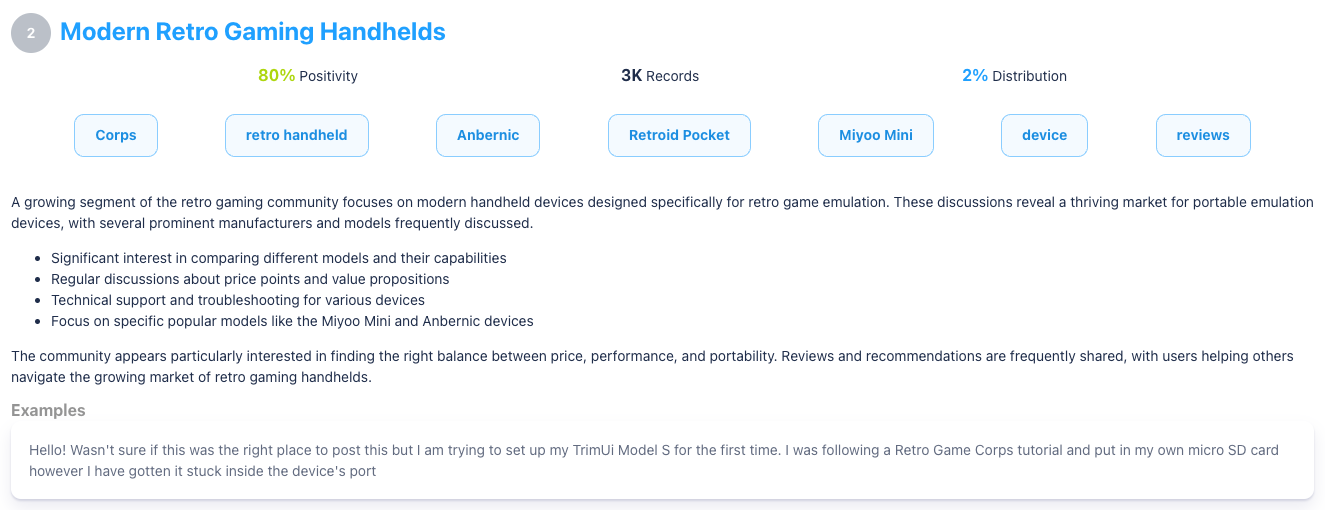 Figure 7: AI Summary Around Playing Retro Games on Modern Emulation Devices (January 2022 through December 2025); Infegy Social Dataset.