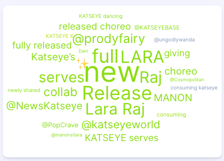 Figure 3:&nbsp;Word cloud Gap X KATSEYE campaign, (January 1, 2025 - December 9, 2025); Infegy Social Dataset.